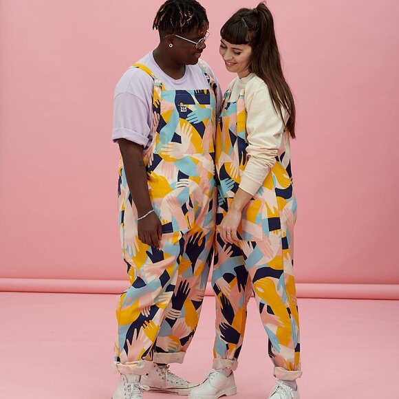 Lucy & Yak Myriam Overalls All-Over artist hand print dungarees - Picture 2 of 6